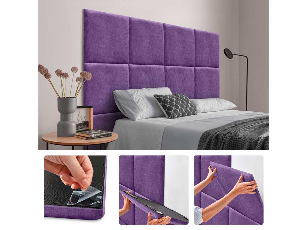 Chicyla Set of 8 Aqualine Fabric Padded Wall Panels, Self-Adhesive Acoustic Absorbing Shock Protection, Chicyla 60x60cm x8 AGXU74907