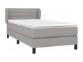 Upholstered bed base with mattress, light grey, 100x200cm, fabric WLII33945