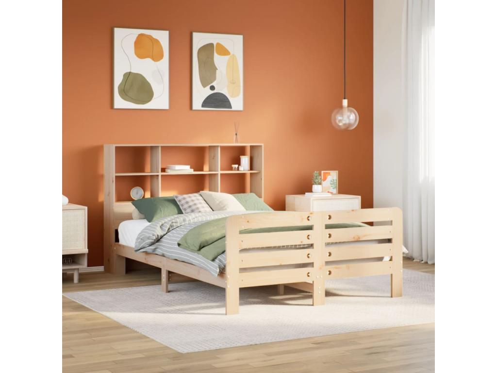 Bed frame without mattress 150x200 cm solid pine wood ADRE08102