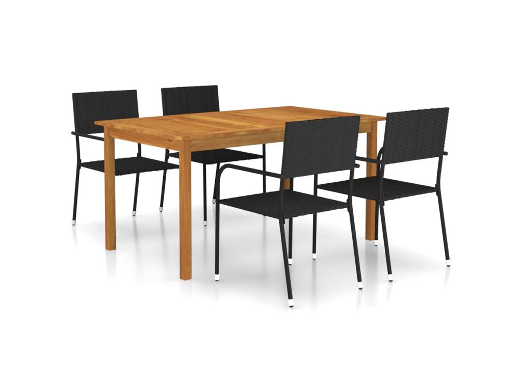 5-piece garden dining set, black, 3 pieces, YXWK53861