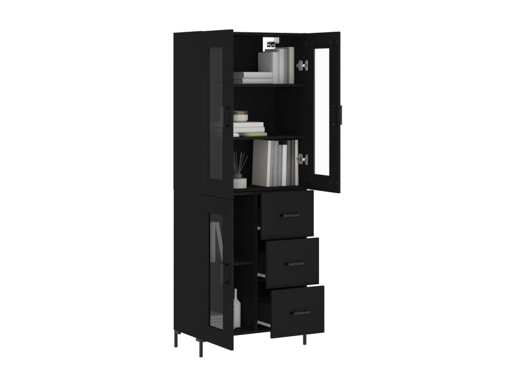 Highboard, Black, 69.5x34x180 cm, Engineered Wood PPCR85039