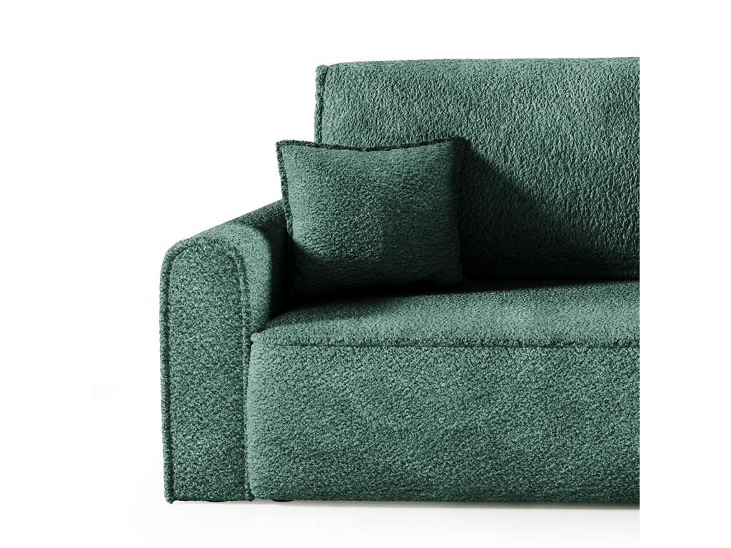 Valentin 3-seater convertible sofa with storage, curly finish, Fir Green OTTV08632