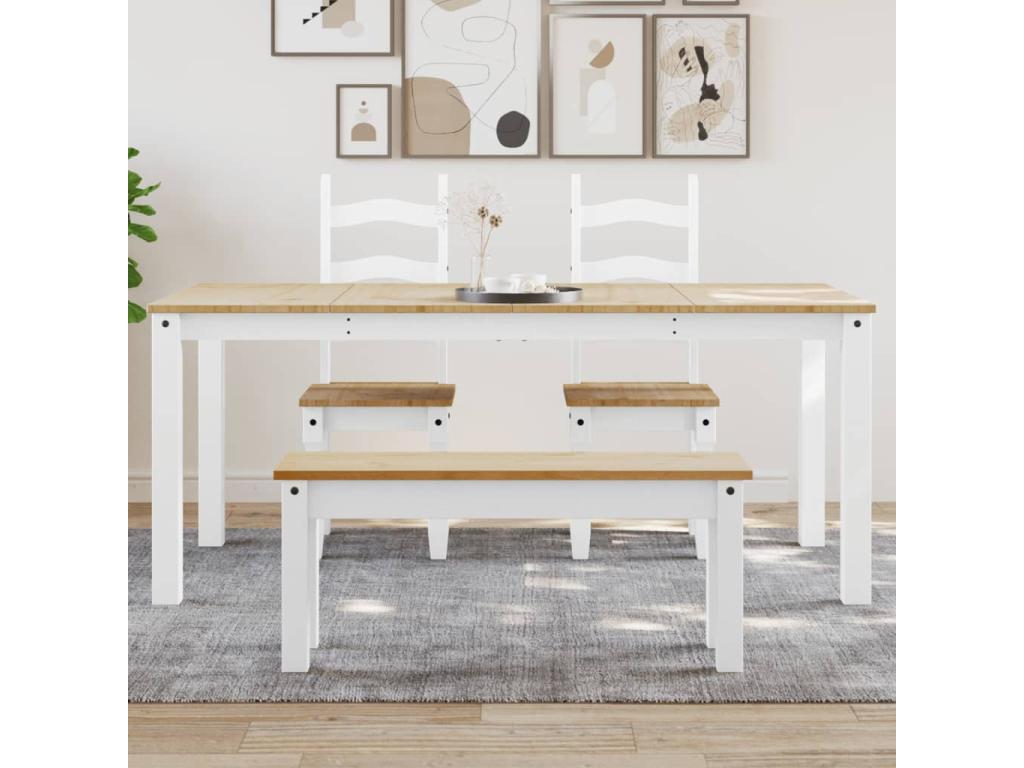 Domopure white dining table 180x90x75 cm solid pine wood QBCT55264