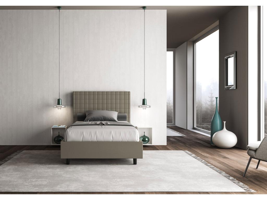 Single bed with upholstered slatted base 120x200 cm cappuccino faux leather Sunny KYIQ26367