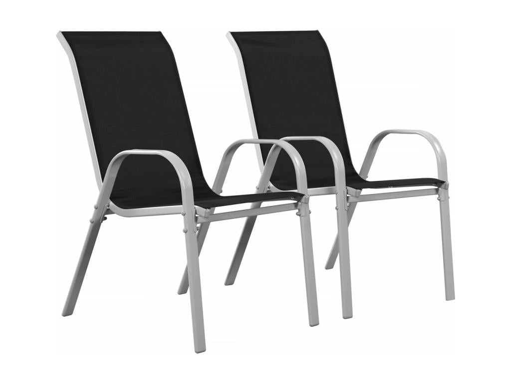 Meublori Textilene Garden Chair - Meublori - Black - Set of 2