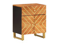 Brown and black bedside table 50x33x60 cm solid mango wood NIXK11305