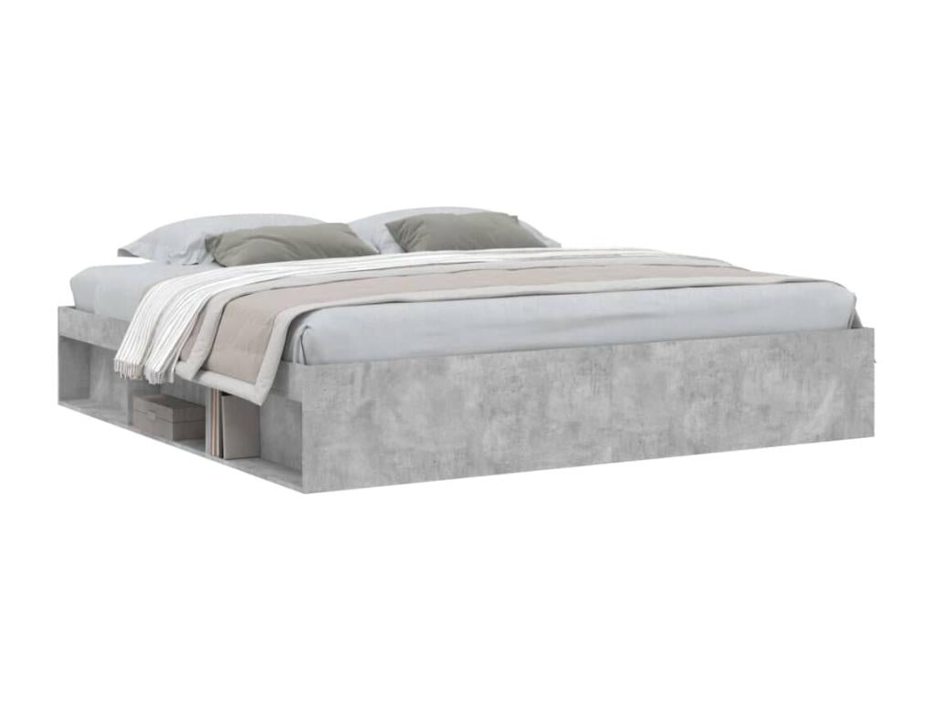Bed frame without mattress concrete gray 200x200 cm KKQH94045