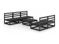 6-piece black solid pine wood garden furniture set KKLE15152