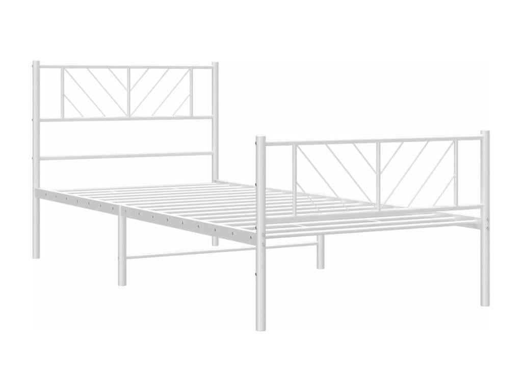 Metal bed frame without mattress, with white footboard, 80x200cm VJFD55335
