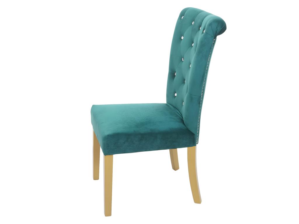 Domopure-D22 Dining Chair, Dark Green Rivets, Gold Legs, RGNV78140