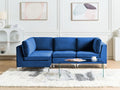 Glamorous 4-Seater Modular Sofa, Straight, Navy Blue and Silver Velvet, Meublori