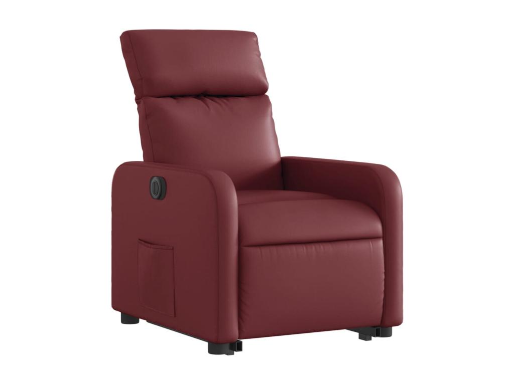 Electric reclining armchair, burgundy red faux leather HRTY53433