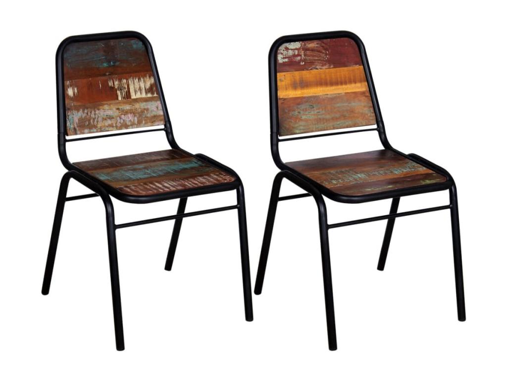 Dining chairs, set of 2, solid reclaimed wood, IEHP09663