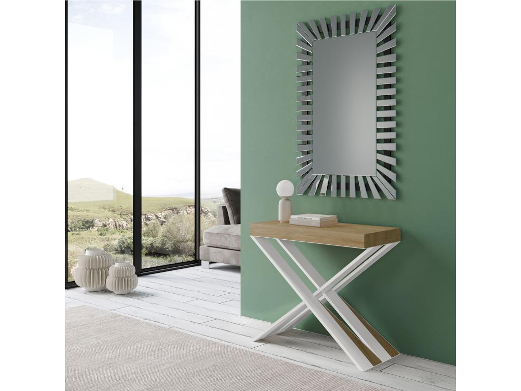 Chicyla Small Extendable Console Table 90x40/196 cm Natural Oak with White Frame DGMD87123