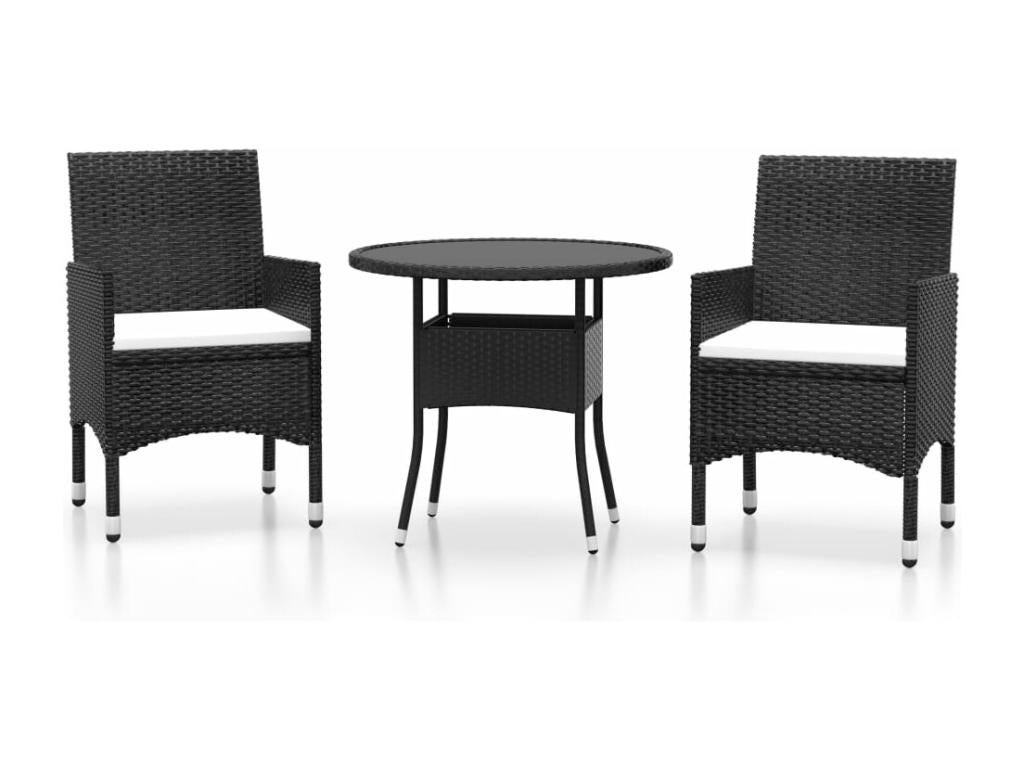 3-piece garden dining set, black woven resin DFET00068