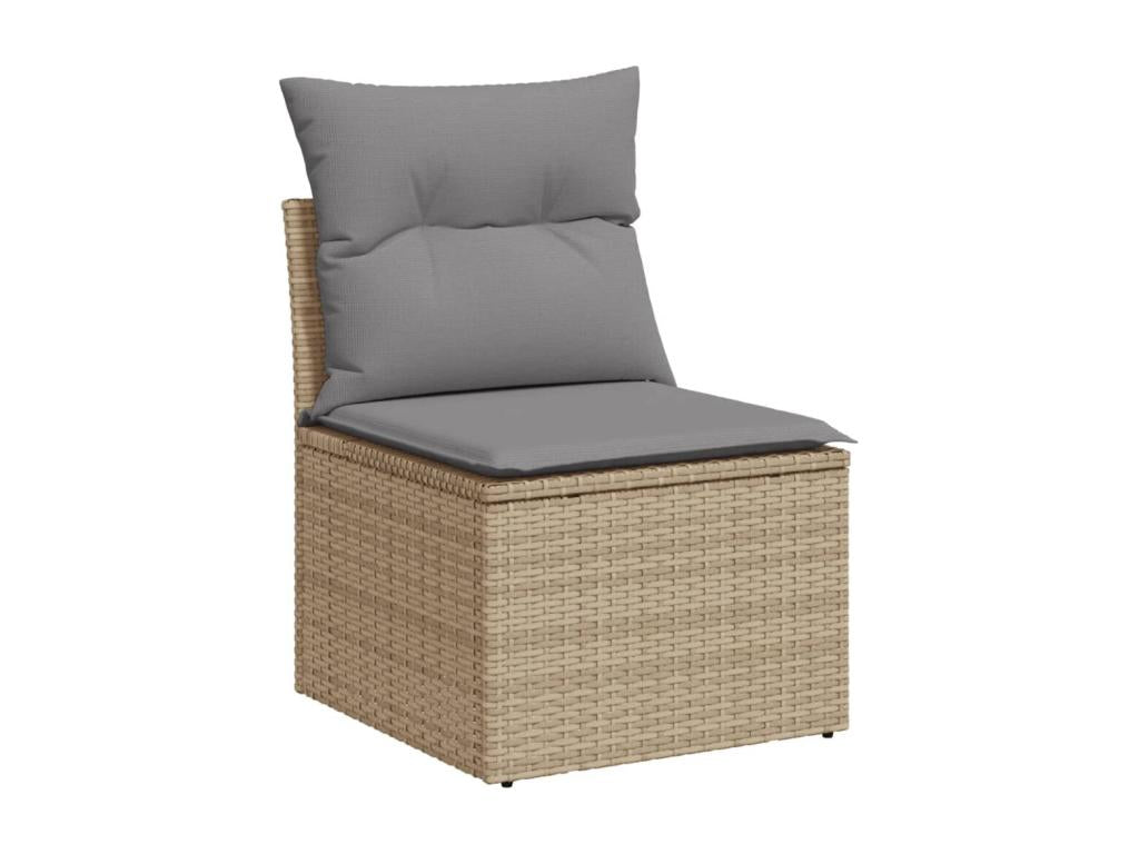 11-piece garden furniture set with beige resin wicker cushions BHIZ01520
