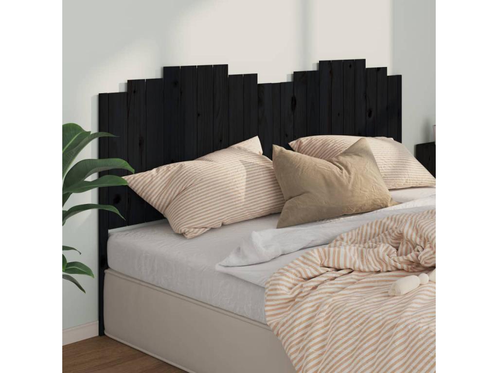 Black Headboard 206x4x110 cm Solid Pine Wood FYEA70831
