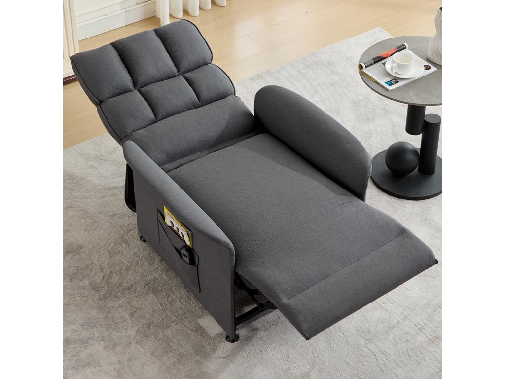 Electric armchair with remote control - with storage bag - Grey