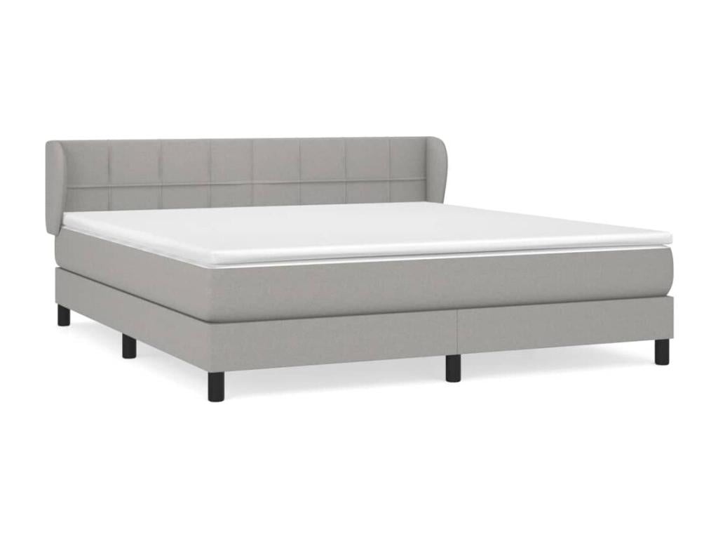 Upholstered bed base with mattress, light grey, 160x200cm, fabric
