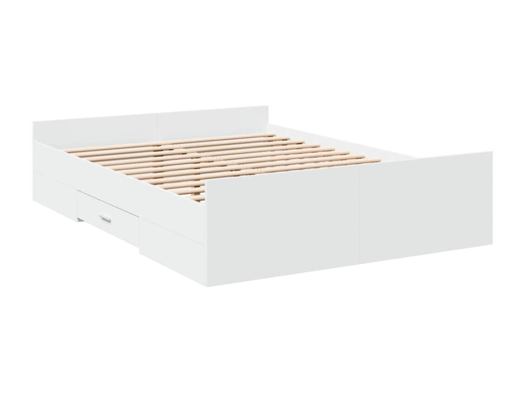 Bed frame with drawers, white, 135x190 cm, engineered wood, VREX96496