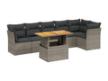 Garden furniture set with cushions, 7 pieces, grey woven resin APBI82920