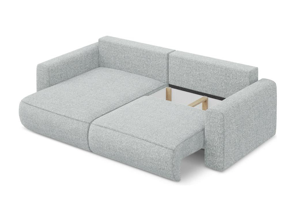 Domopure UZPE30265 2.5-seater left-hand corner sofa bed in textured fabric - silver