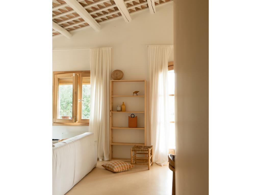 Pine wood shelving unit with 4 brown shelves, 80.2x179.6cm - Domopure NVPO40856