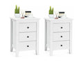 Bedside Table Set of 2 with 3 Drawers, Modern Nightstand for Bedroom, Sofa End Table for Living Room, 46x37x65 cm, White EZMH25139