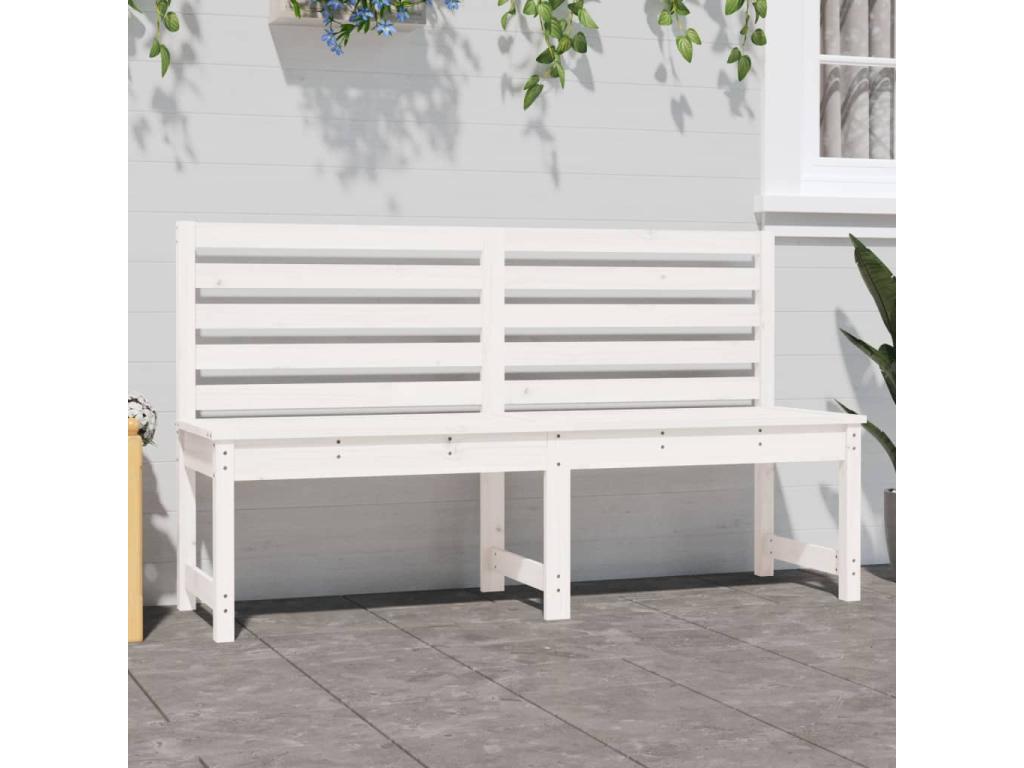 White garden bench 157.5cm solid pine wood ZYCS88284