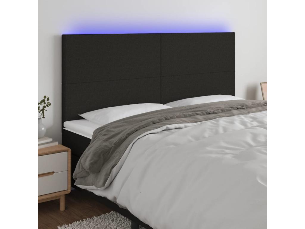 Black LED Headboard 160x5x118/128 cm Fabric FZLA07537