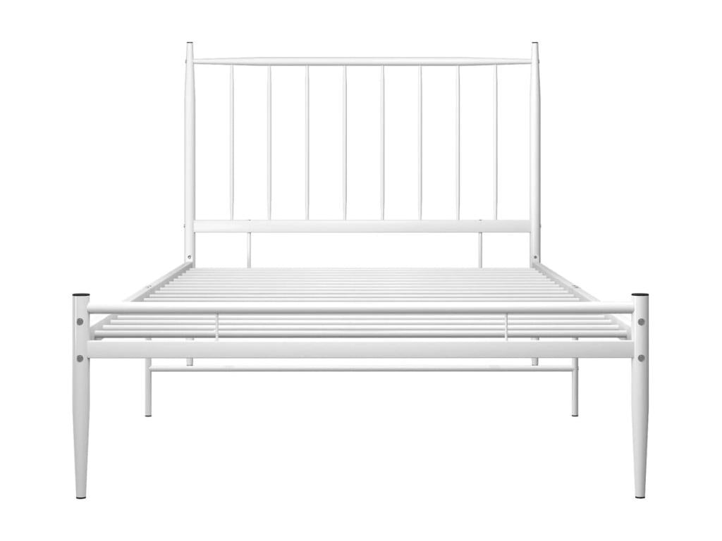 White metal bed frame without mattress, 100x200 cm, YLWG27106