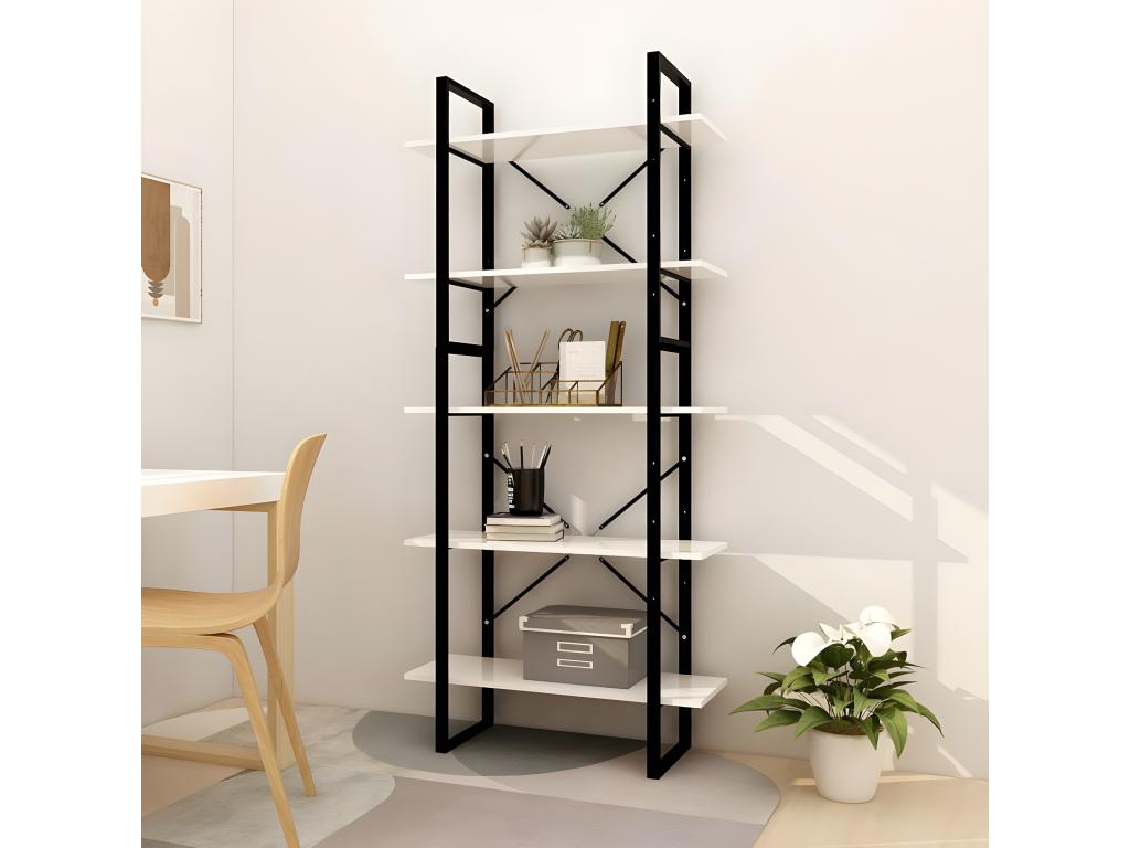 5-Tier Bookshelf, White, 80x30x175 cm, Engineered Wood, IKFY52826