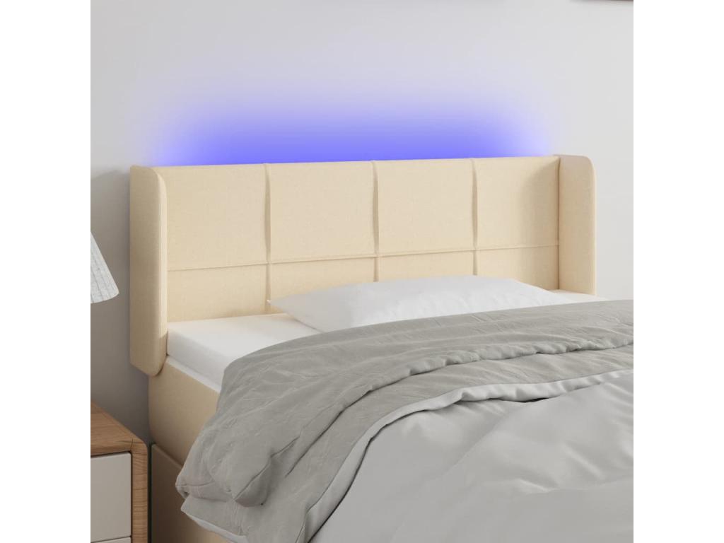 Cream LED Headboard 83x16x78/88 cm Fabric OFUN62335