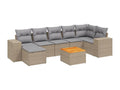Garden furniture set with cushions, 8 pieces, beige woven resin CMBX38033