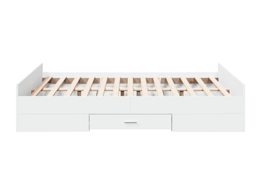 Bed frame with drawers, white, 135x190 cm, engineered wood, VREX96496