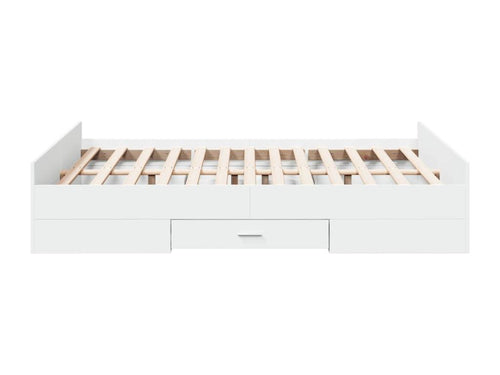 Bed frame with drawers, white, 135x190 cm, engineered wood, VREX96496