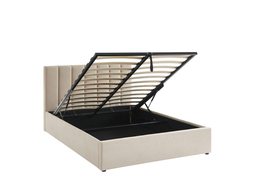 Chicyla - Upholstered storage bed in fabric 140x190cm - Beige XMDW24147