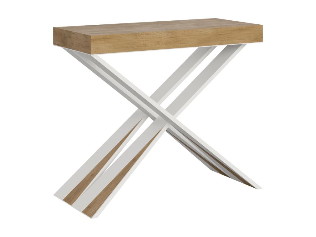 Chicyla Small Extendable Console Table 90x40/196 cm Natural Oak with White Frame DGMD87123