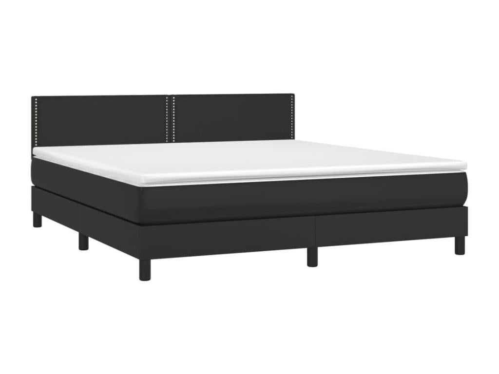 Upholstered bed base with mattress, black, 180x200 cm, faux leather, XENE04875