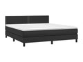 Upholstered bed base with mattress, black, 180x200 cm, faux leather, XENE04875