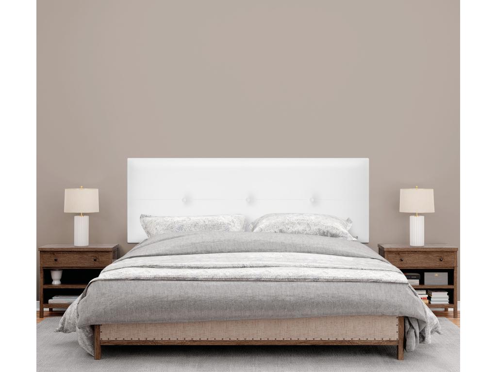 Domopure Faux Leather Headboard with Buttons 135x50cm for 120/135cm Beds - White ANHY46044