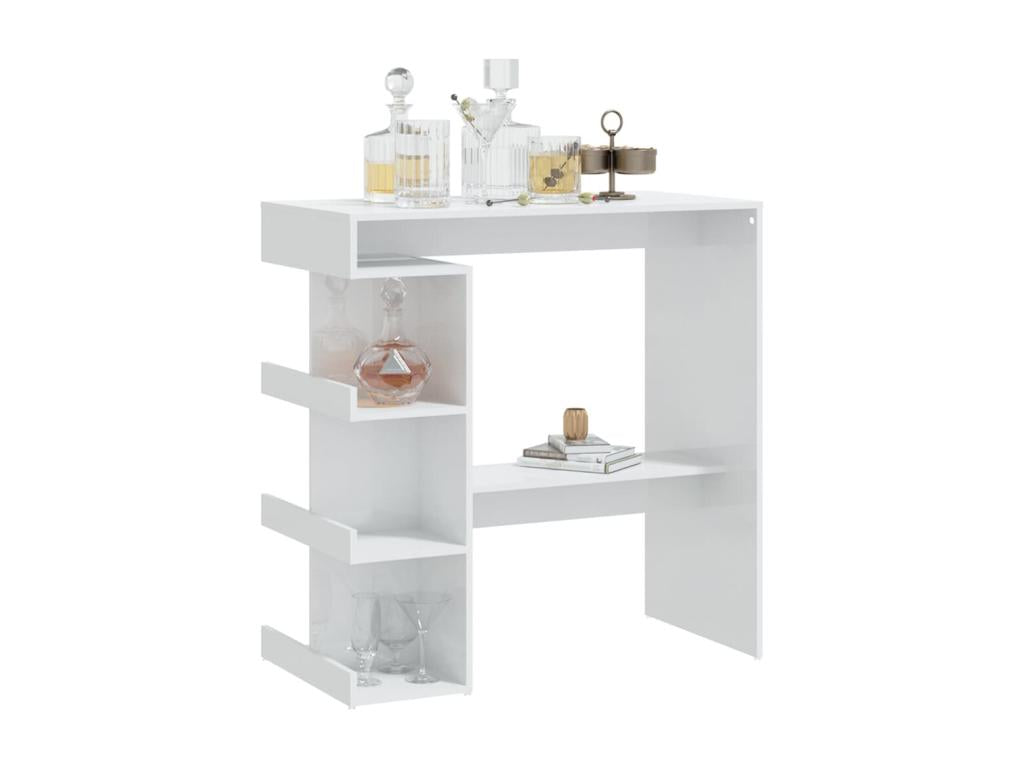 Bar table with storage shelf, glossy white, 100x50x101.5cm, GPCM90529