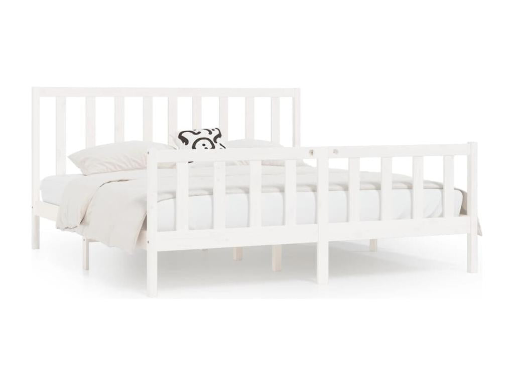 White Solid Wood Bed Frame 200x200 cm LQQH71512