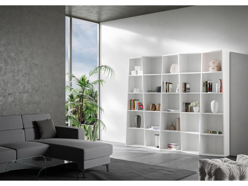Domopure 5-piece modern bookcase in white ash wood YWBU55052