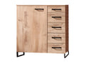 Chest of drawers, imitation chestnut oak with black oak trim - W81 x H92 x D41 cm