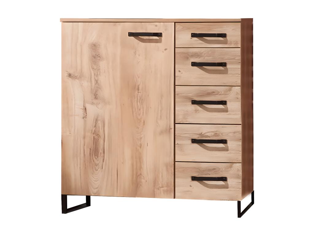Chest of drawers, imitation chestnut oak with black oak trim - W81 x H92 x D41 cm