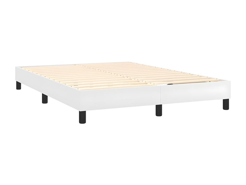 Chicyla bed base with mattress, white, 140x190 cm, faux leather, LQRO83775