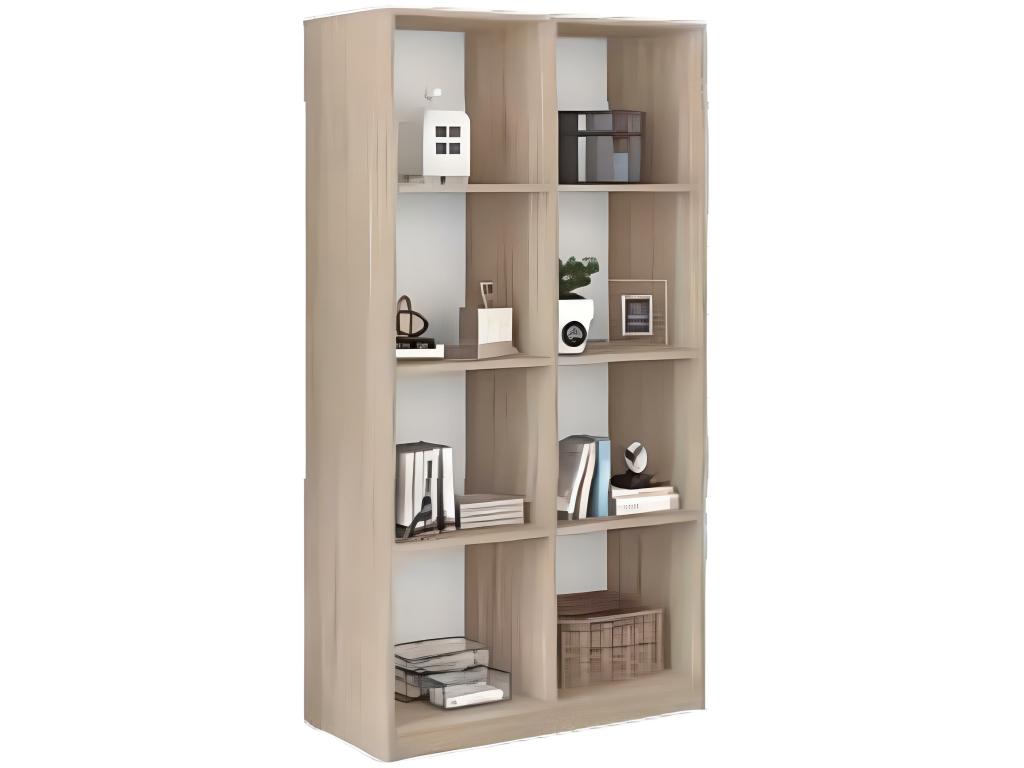 8-compartment shelving unit in Oak/White finish - Length 77 x Depth 39 x Height 147 cm NVTR04064