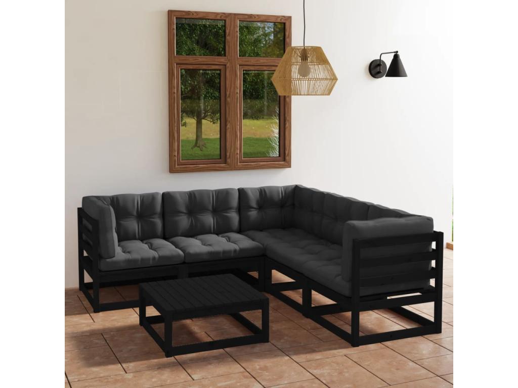 6-piece garden furniture set with cushions, solid pine wood XFCP94728