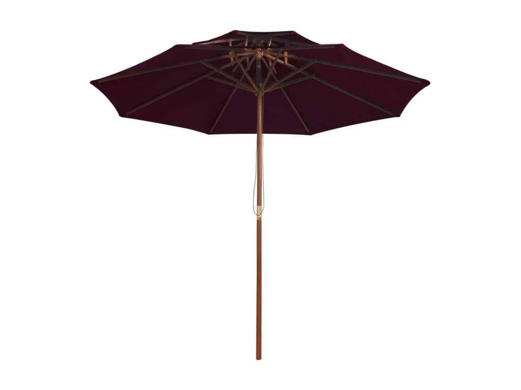 Double parasol with wooden pole, burgundy red, 270 cm, WNFR93124